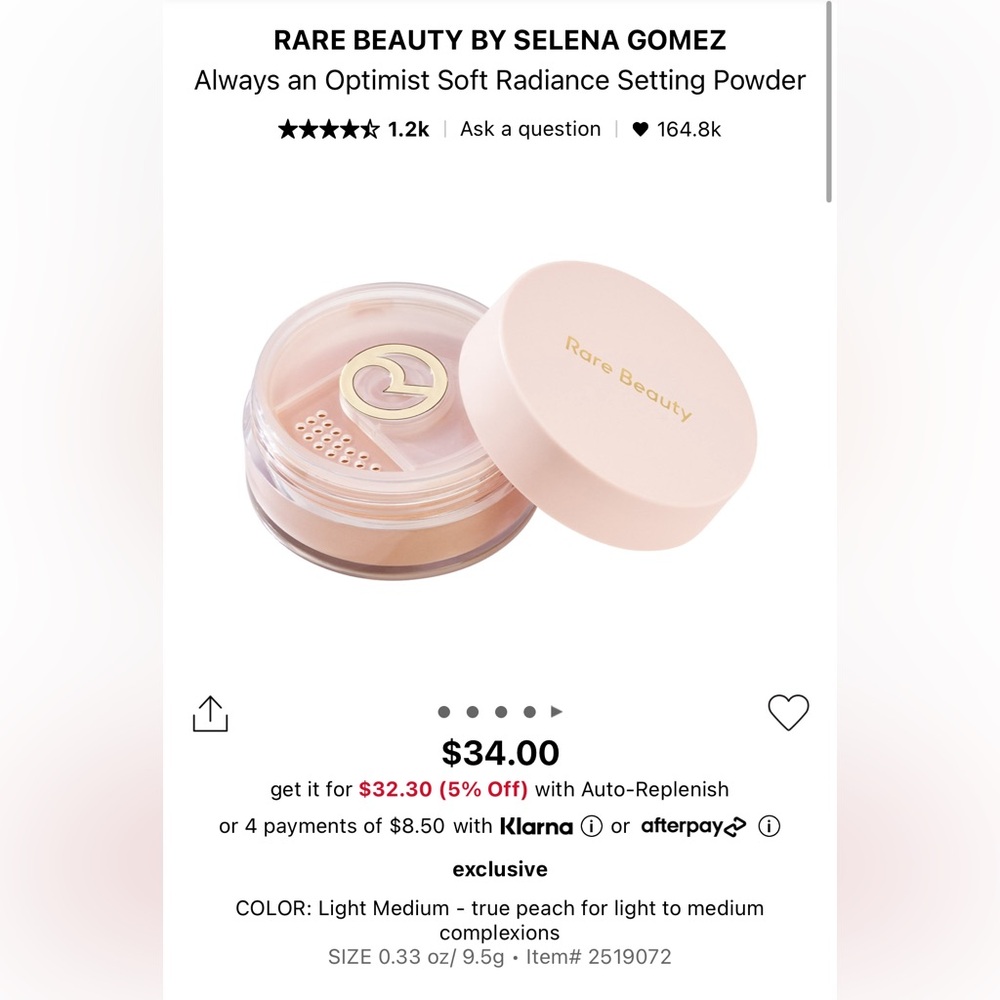 rare beauty | always an optimist setting powder - light medium